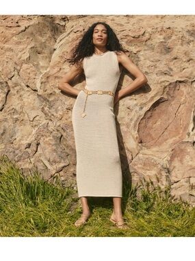 REFORMATION Nolan Open Knit Sweater Dress in Horchata S